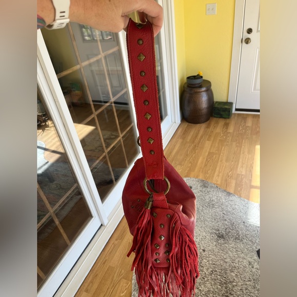 STS Ranchwear Red Fringe Leather Shoulder Bag